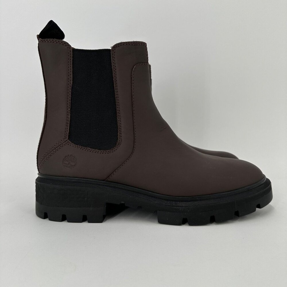Timberland Women's Cortina Valley Brown Leather Chelsea Boots size 9.5 Lug Sole